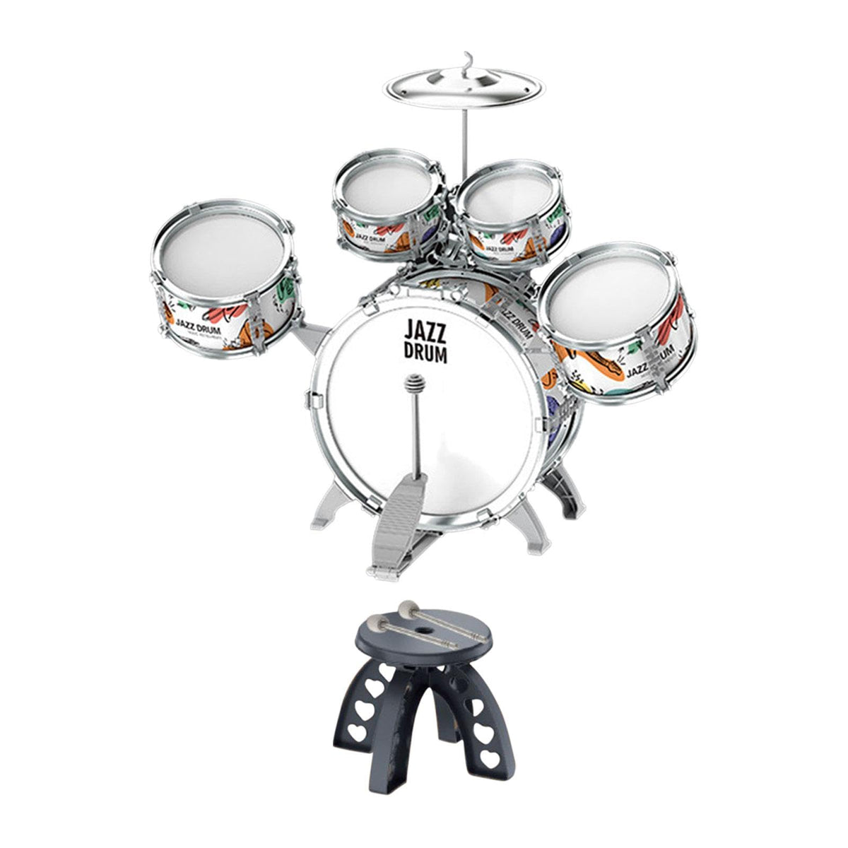 Merishopp Kids Jazz Drum Set Music Enlightenment Development Toy Cymbal Bass Drum Kits Style B| Musical Instruments & Gear|Percu