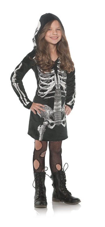 Underwraps Little Girl'S Skeleton Bones Hoodie Dress - Small
