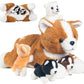 Youthfuljive 5 Pcs Corgi Stuffed Animal With 4 Babies Puppy Inside Big Mommy Dog Stuffed Animals In Zippered Belly, Cute Stuffed