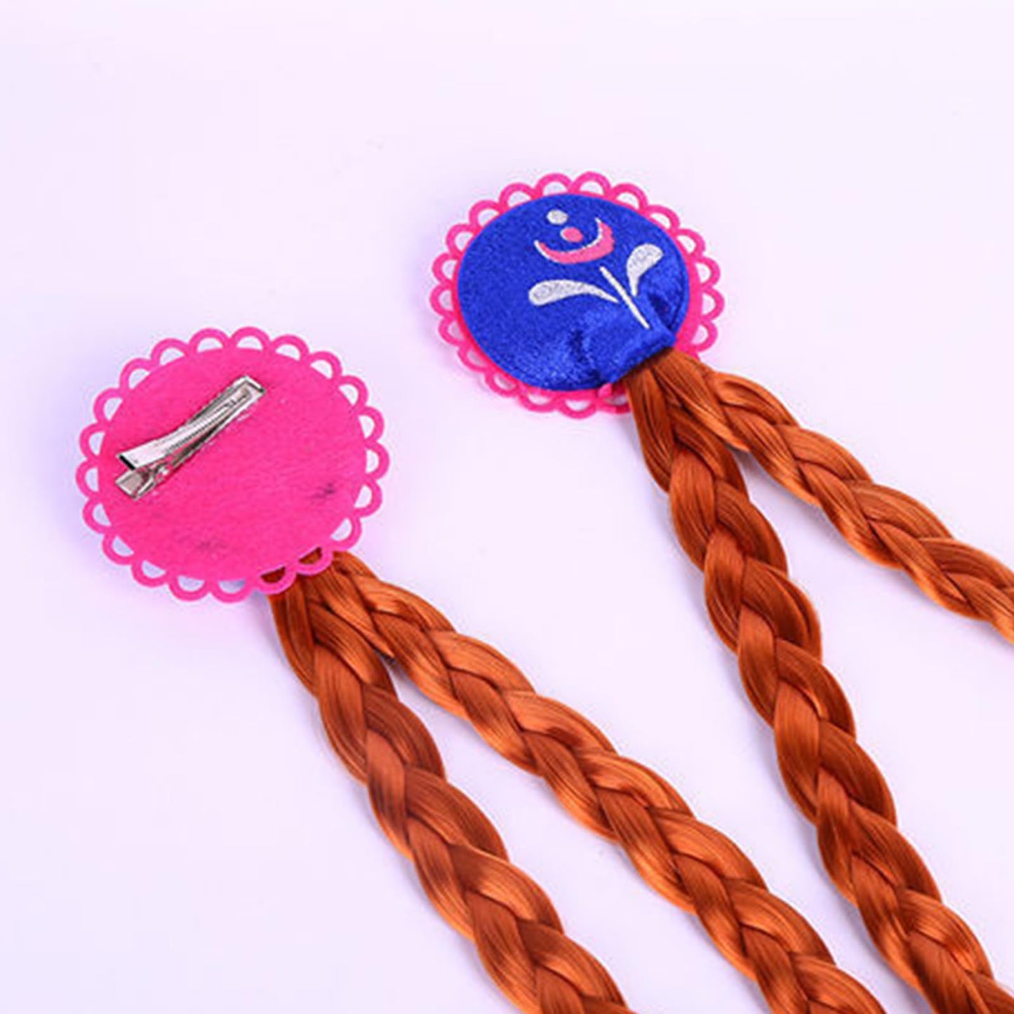 Tatibana Braided Wigs Hair Clip For Kids, 21.6 Inch Braid Hair Extensions For Kids Hair Extension With Snowflake Decoration For