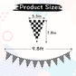 VILIFEVER 2 Pieces Black and White Checkered Flags Banner, Double Sided Checkered Pennant Banner for Racing Party Decorations Ra