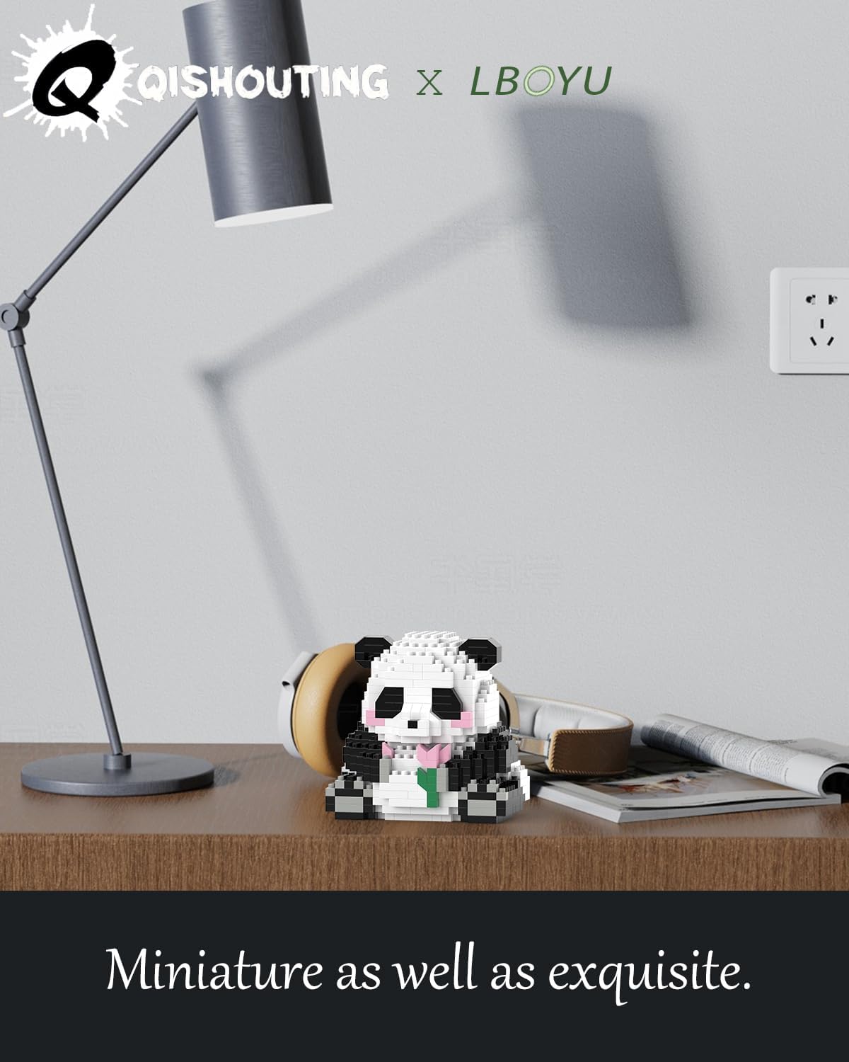 Qishouting Mini Micro Blocks Panda- 487Pcs, Mini Panda Building Toy-Handing Flowers, Panda Building Set For Adults, Micro Blocks