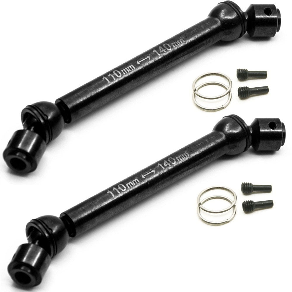 Que-T 2 Pcs Steel 110Mm-140Mm Drive Shafts For 1/10 Axial Wraith/Scx10/Dingo/D90 Rc Crawler Car (110Mm-140Mm)