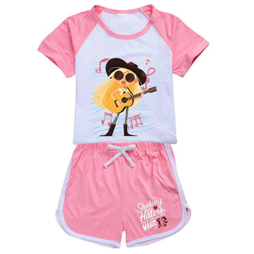 Hecendolame Short Sleeve cute Costume Princess suit Kids Children Girls T-shirt and Shorts Outfit Sets Pink to 15-16years