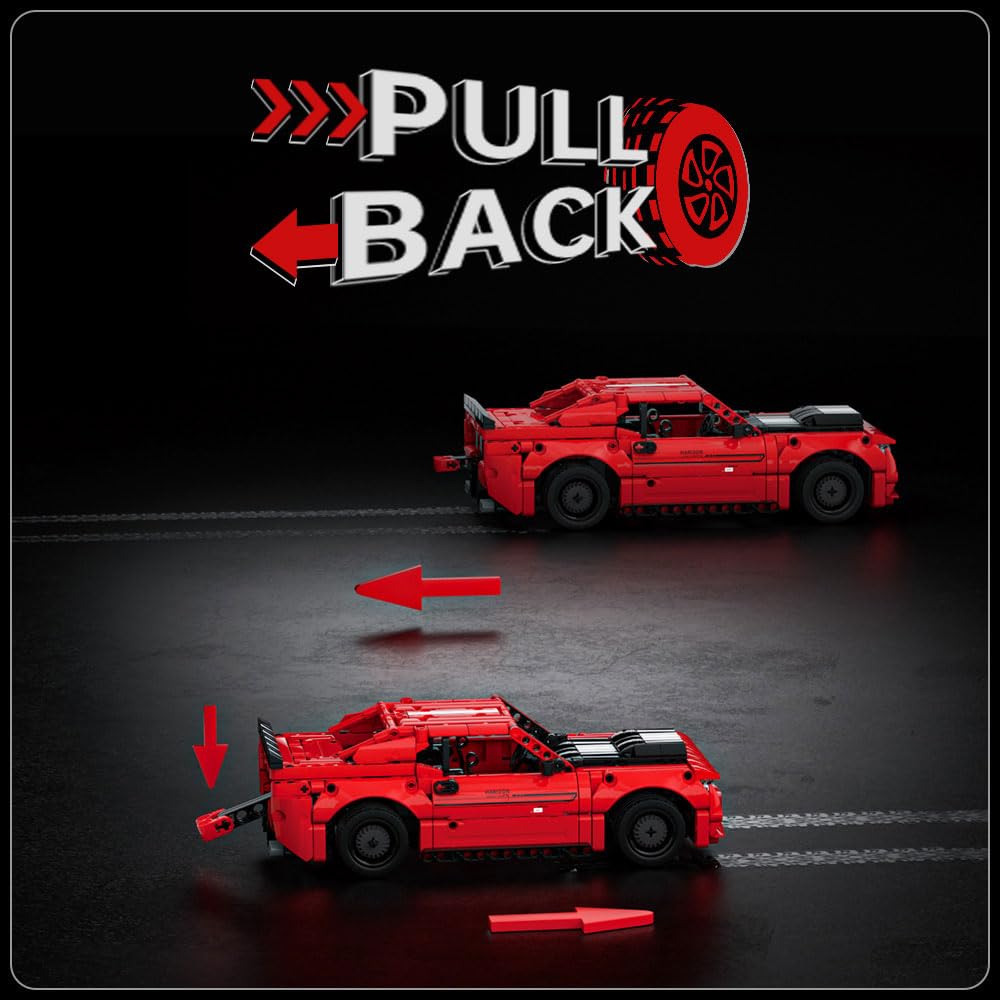 Mould King Challenger Hellcat Super Car Model Building Toys - Pull Back Toy Cars (738 Pcs) For Adults & Kids 8+