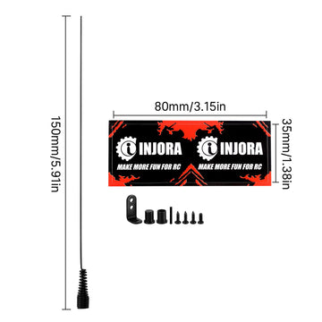 INJORA 15cm Metal Antenna with Flag for TRX4M SCX24 AX24 FCX18 FCX24 1/18 1/24 RC Crawler Car