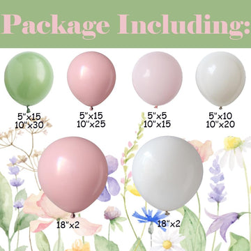 Baby In Bloom Balloon Arch Kit 139Pcs Pastel Sage Green And Pink Balloon Garland For Boho Baby In Bloom Baby Shower Birthday Par