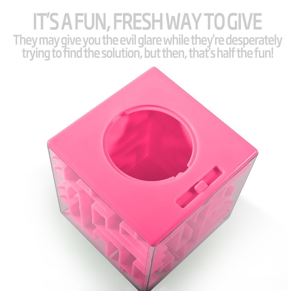 Trekbest Money Maze Puzzle Box - A Fun Unique Way To Give Gifts For Kids And Adults (Pink)