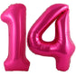 40 Inch Hot Pink 14 Number Balloons Giant Jumbo Huge 14 Or 41 Foil Mylar Helium Number Digital Balloons Dark Pink Birthday Mylar
