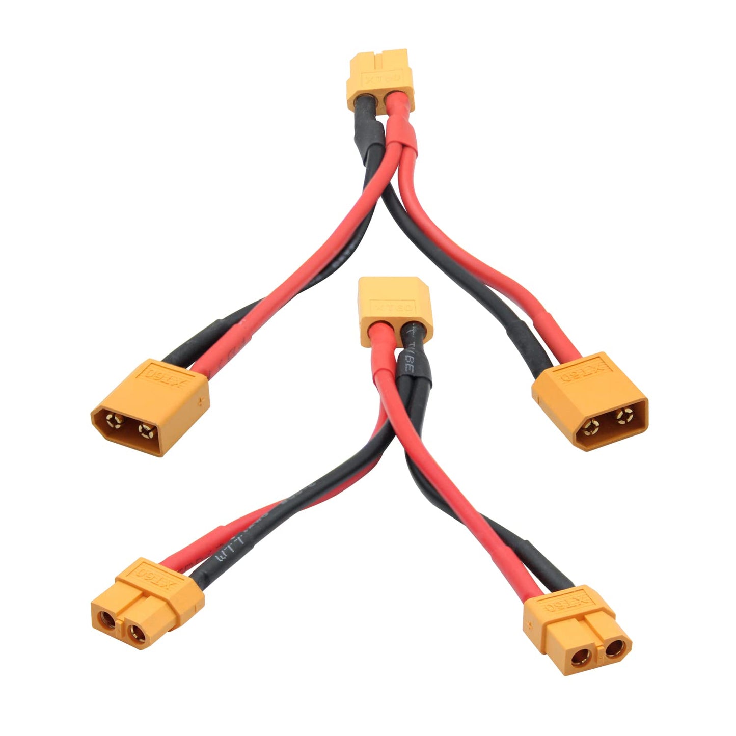 Short XT60 Parallel Battery Connector Cable,14AWG XT60 Male to Female Y Splitter Adapter Cable,10cm/3.93inch for RC Multicopter