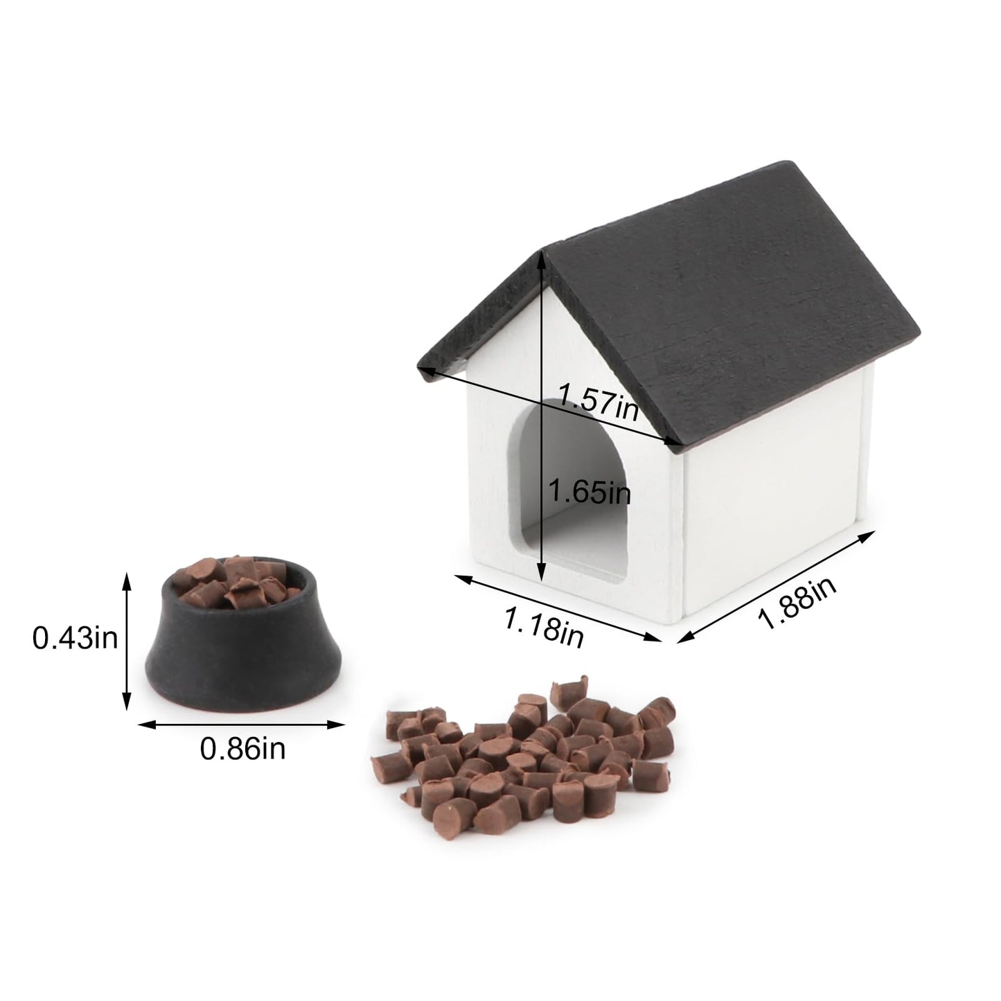 Miniature Dog House With Dog Bowl & Dog Food 1:12 Scale Dollhouse Furniture Accessories Wooden Pet House Set Garden Scene Decora