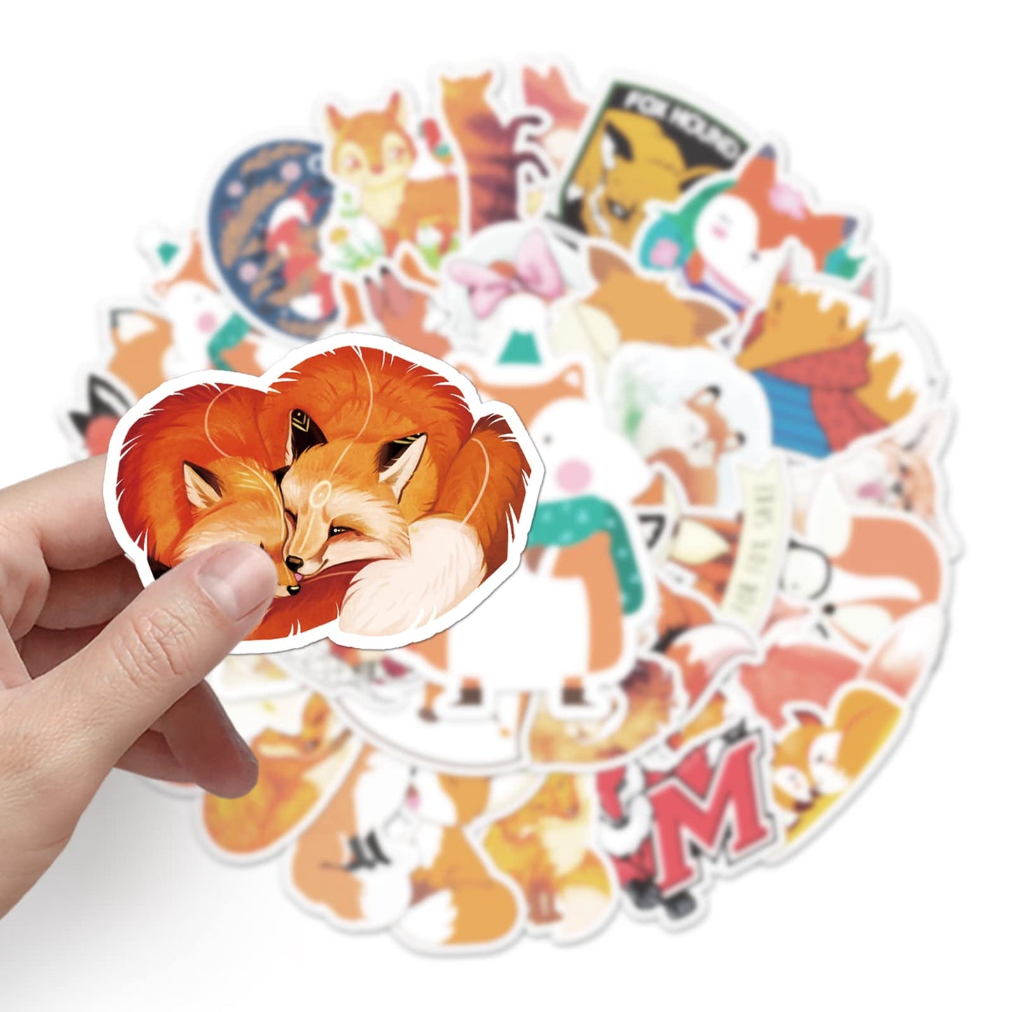 Cute Fox Stickers For Kids 50Pcs, Colorful Vinyl Waterproof Stickers For Teen Kids Girls Adults, Suitable For Water Bottles,Lapt