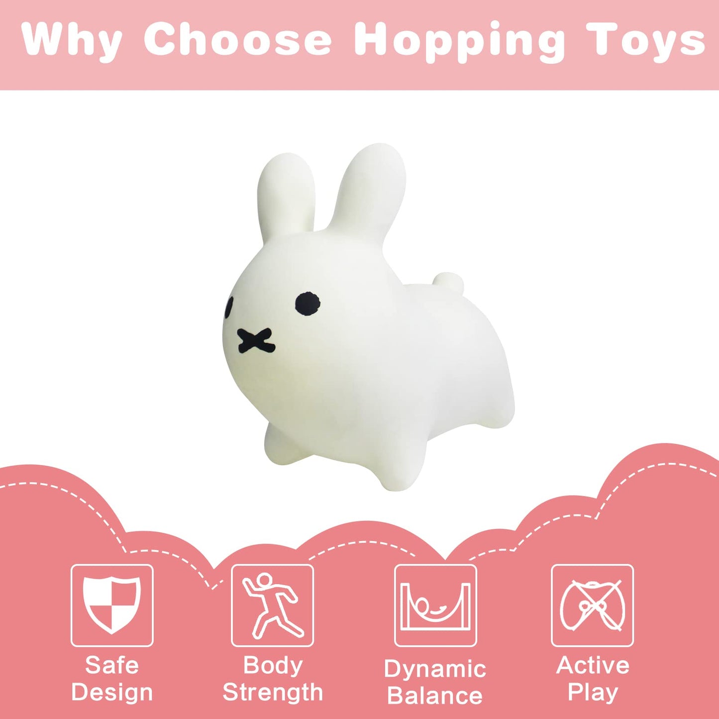 HotMax Inflatable Bouncy Horse, Rubber Jumping Toy for Kids, White Rabbit, Model TTM021-01