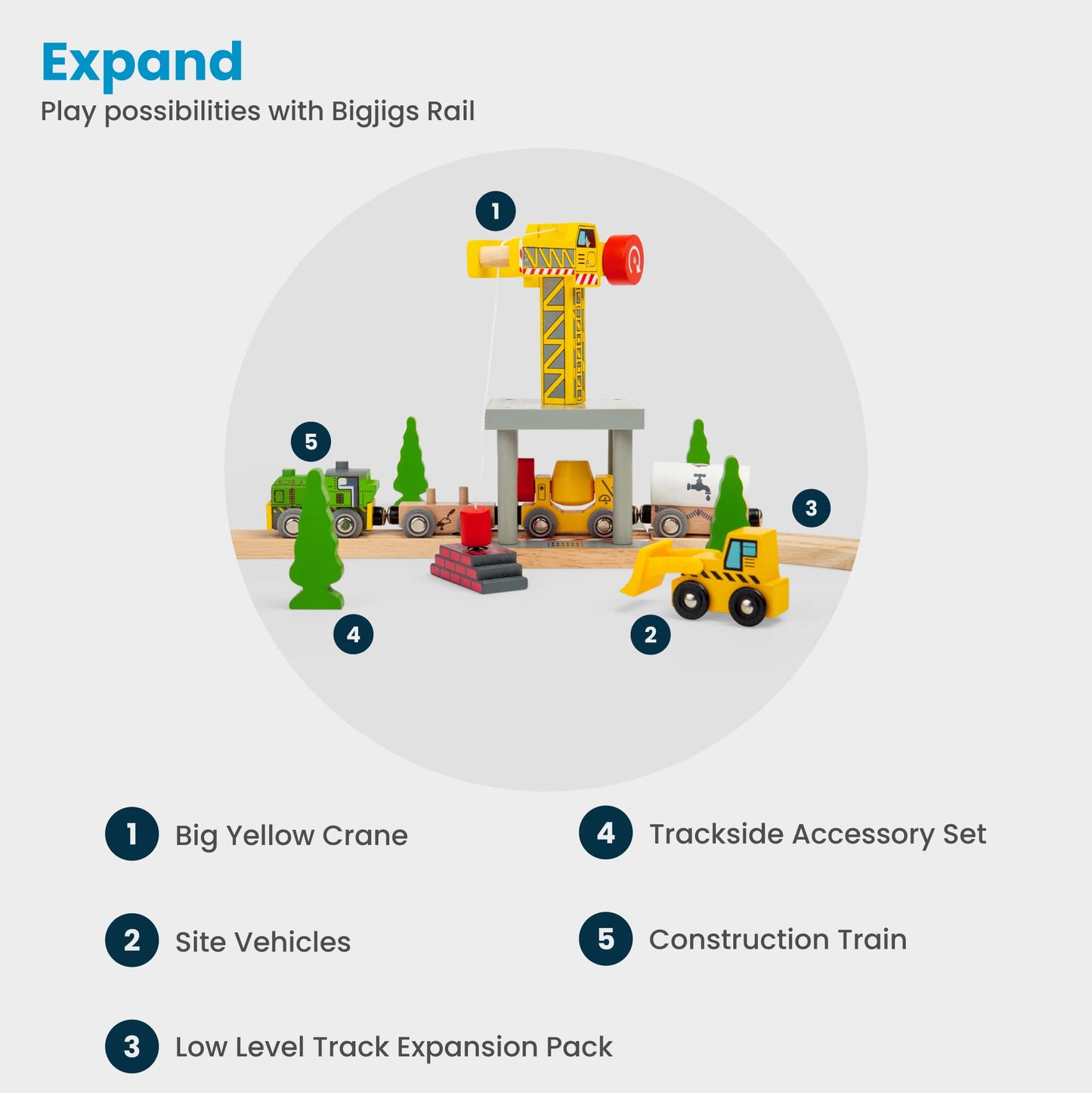Bigjigs Rail Magnetic Big Yellow Crane - Other Major Wooden Rail Brands Are Compatible