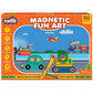 Funtad Magnetic Fun Art Puzzle - Vehicles|4-In-1 Travel Friendly Educational Toy With Writable Board|50 Magnetic Pieces With Inf