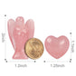 Artistone Rose Quartz Crystal Pocket Guardian Angel And Heart Stone Healing Crystal Set,Natural Pink Small Angel Figurines Love