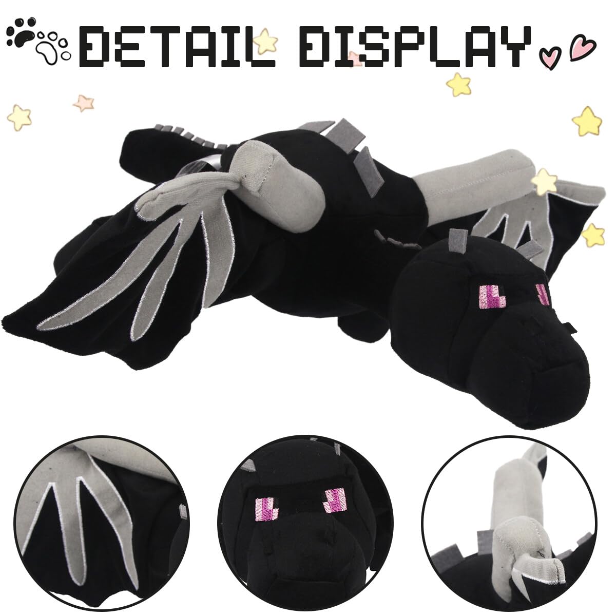 Weddye Plush Ender Dragon Figure - 9" Cotton Pixel-Style Video Game Soft Toy for Kids & Fans
