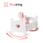 Robotime Wooden Play Doll Cradle Rocking Baby Doll Crib, Reversible Doll Bedding For Toddler Girl,Fits Dolls Up To 20 Inches (Wh