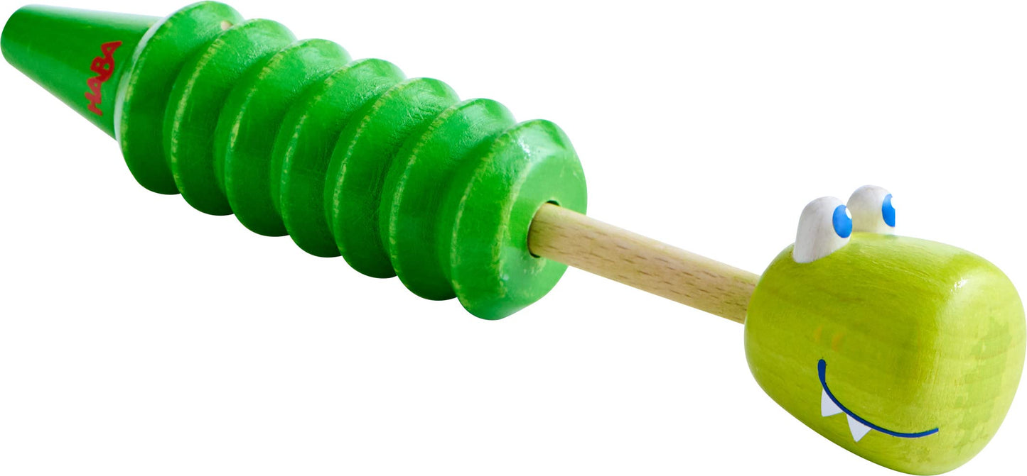 HABA Crocodile Slide Whistle - Wooden Musical Instrument for Ages 2+
