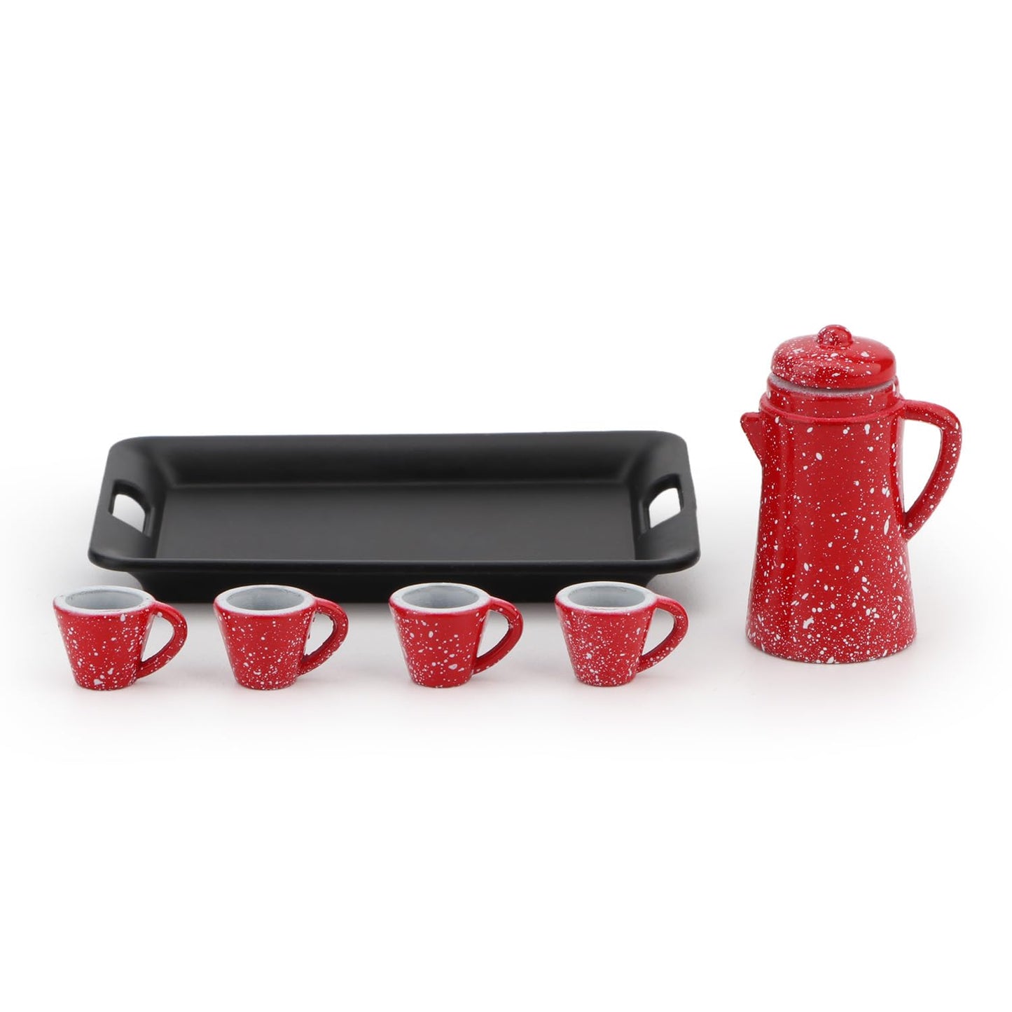Dollhouse Miniature Spotted Coffee Pot With 4 Cups And Tray Kitchen Accessories 1:12 Scale Appliance Model Japanese Model Dollho