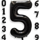 Aule 40 Inch Big Black 5 Balloon Number Large Foil Helium Number Balloons 0-9 Jumbo Giant Happy 5Th Birthday Party Decorations F