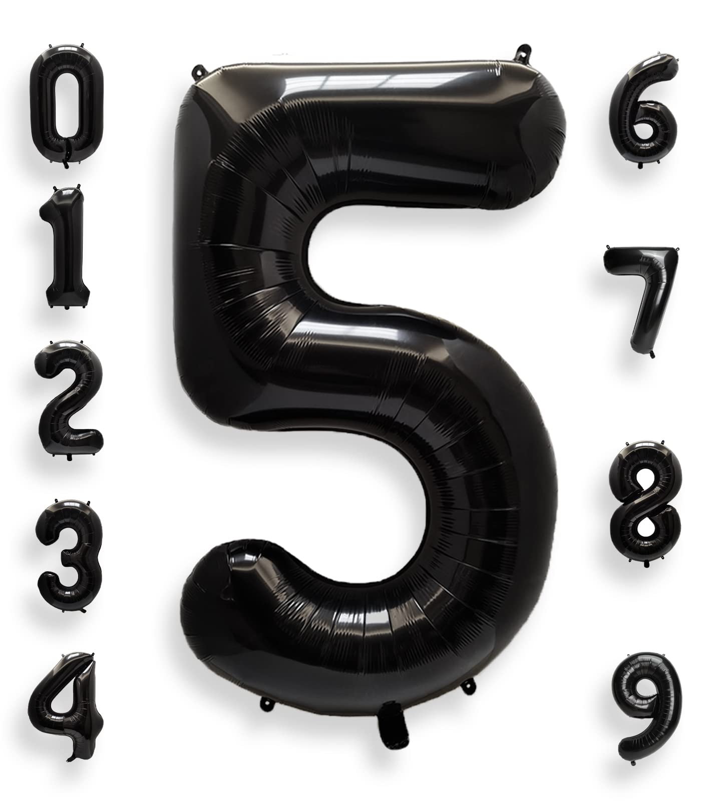 Aule 40 Inch Big Black 5 Balloon Number Large Foil Helium Number Balloons 0-9 Jumbo Giant Happy 5Th Birthday Party Decorations F