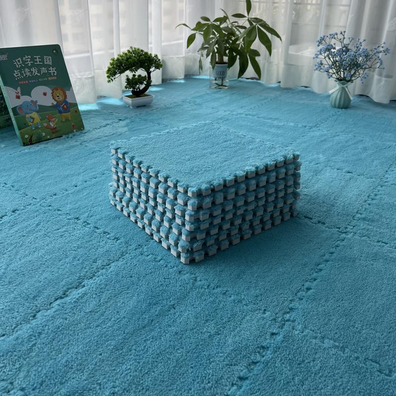 16 Pcs Eva Foam Square Interlocking Plush Carpet Tiles - 12''X12'', 16Sq,Ft Children Exercise Crawling Play Mat Protective Floor