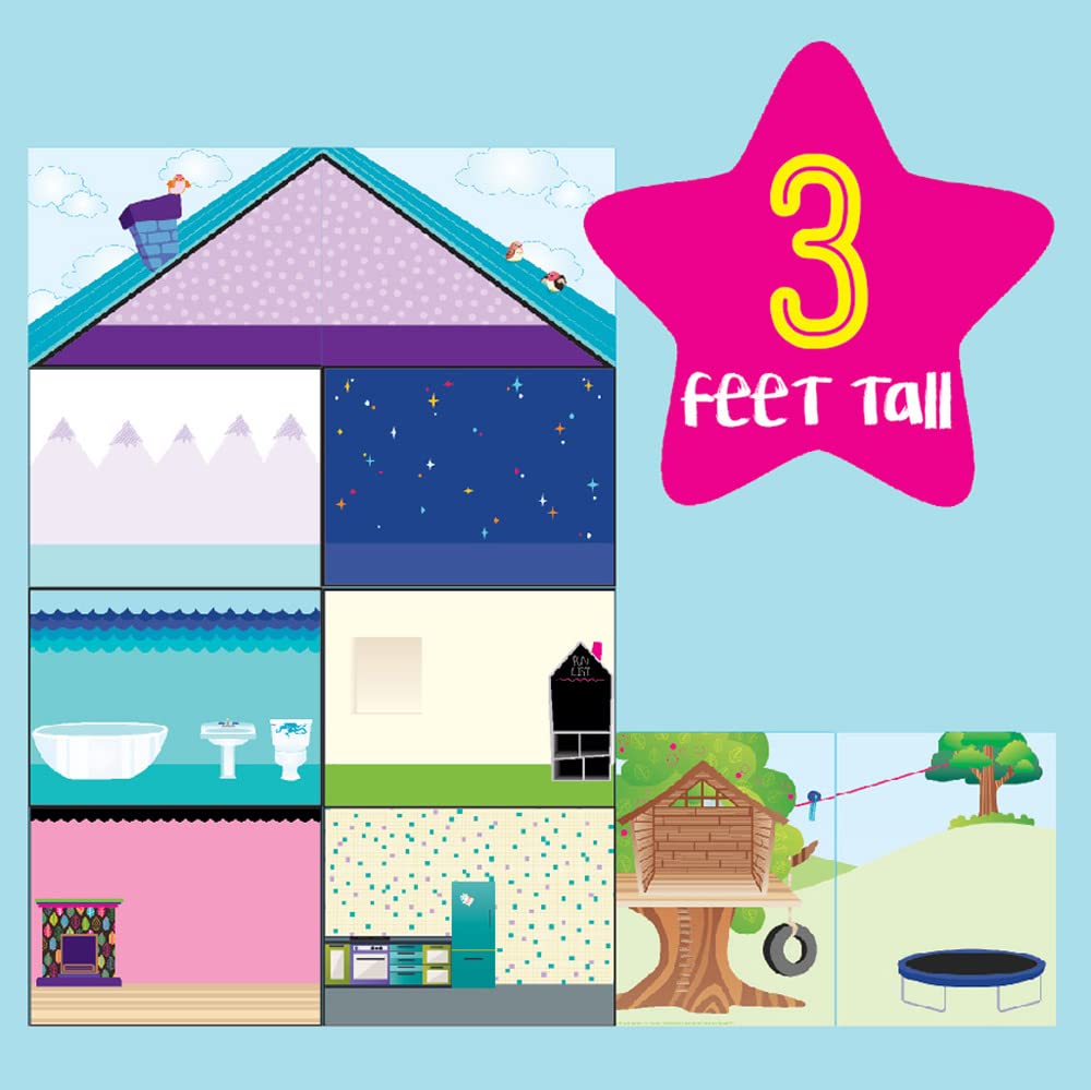 Craft-tastic Wall Sticker Playhouse - 3ft Tall Dreamhouse, Multi, Cardstock, Model CT1833T, 650+ Reusable Stickers