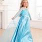 Luzlen Snow Princess Costume For Toddler Girls Kids Blue Princess Dress Up With Wig Halloween Birthday Cosplay Outfits, 5-6Y(Tag 130)