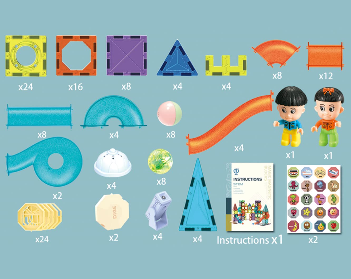 Unique Kids Magnetic Tiles Building Blocks With Marble Run - Engaging Stem/Steam Toys For Kids - Educational And Fun - Perfect C