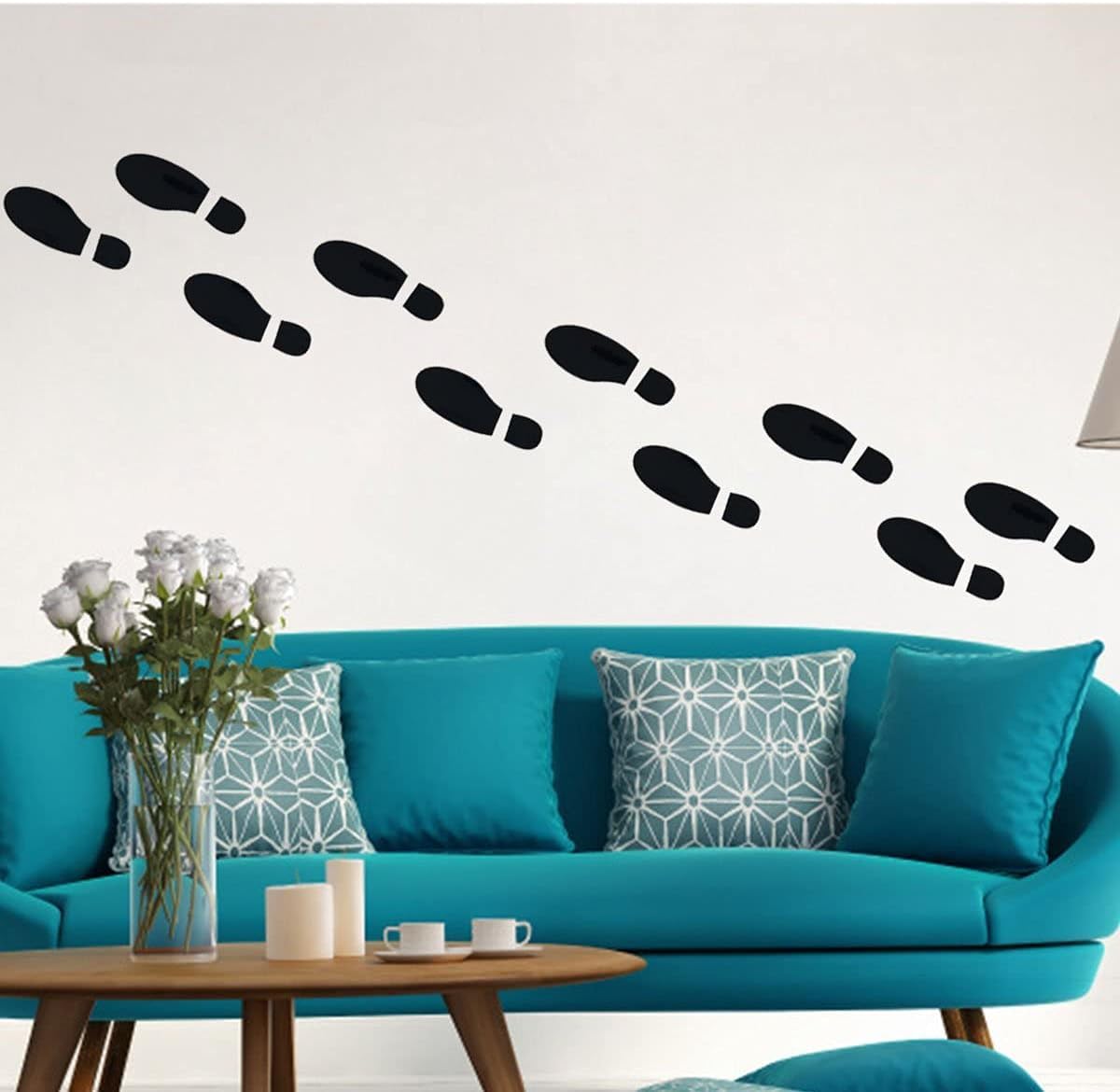 24Pcs Spy Agent of Truth Footprint Floor Decals Stickers Classroom Line Up Floor Decals Black Footprint