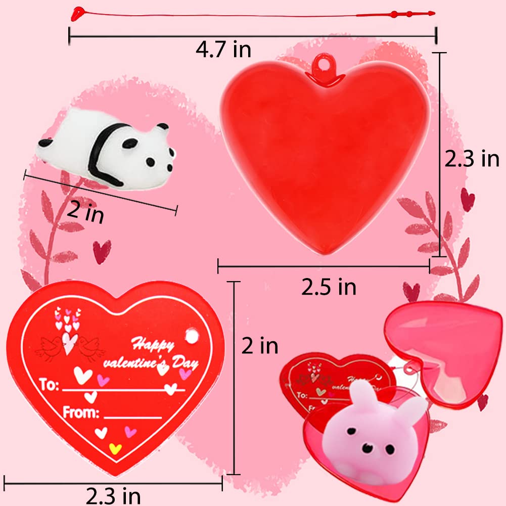 Valentines Party Favors Set, 28 Pcs Mochi Squishies Toys Filled Hearts And Valentines Day Cards For Kids Valentine'S Day Exchange Gift, Kawaii Stress Relief Anxiety Toys For Valentine Basket Stuffers
