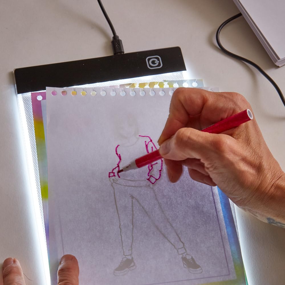 Create N Style Fashion Design Light Up Tracing Pad Kit, Kids Coloring Art Activity Set with Stickers and Stencils