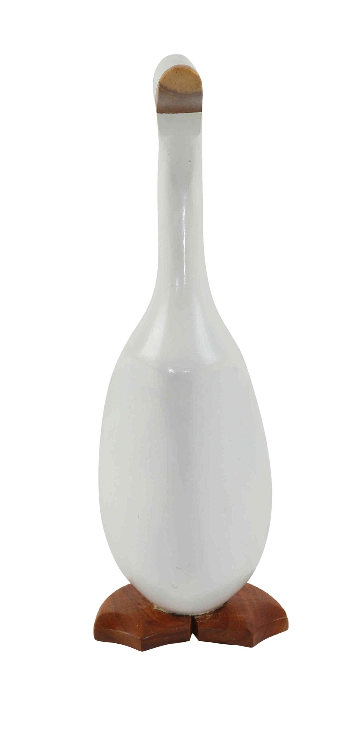 Bare Decor Albert The Duck, Hand Carved And Painted White, Bamboo Root Figurine, 15''