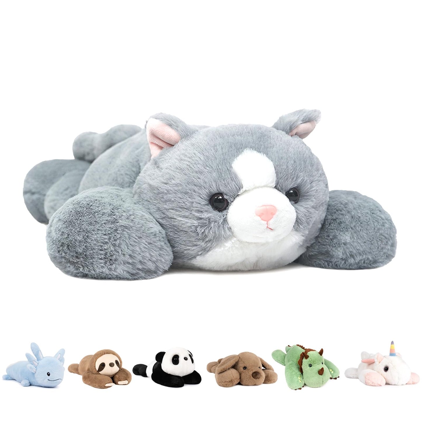 Niuniu Daddy 20" Weighted Grey Cat Plush Toy - Soft Rabbit-Like Fabric for Kids, Teens, and Adults, Perfect for Gifts