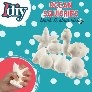 Diy Party Craft Kit Jumbo Ocean Pals Squishies (8 Unique Sea Animals)-White Kawaii Scented Slow Rising Squishy Toys, Paint, Scen