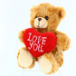 Plushland Stuffed Mocha Heart Bear - Plush Bear Toy For Kids & Adults - Embroidered Heart Pillow - Brown-9 Inches