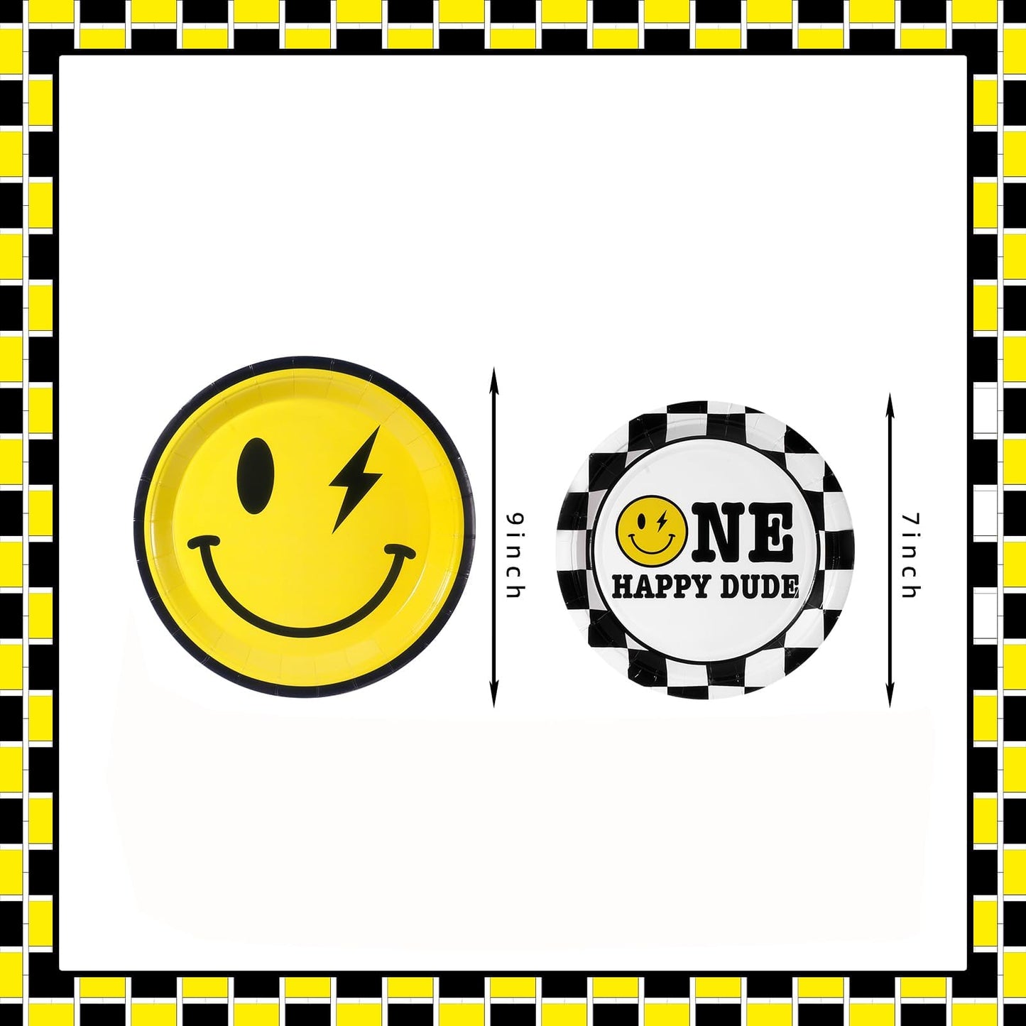 One Happy Dude Birthday Decorations Yellow Smile Face Party Plates One Happy Dude Paper Plates Disposable Party Favors for Birth