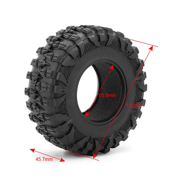 RCLIONS 4PCS 2.2inch 120mm RC Rubber Wheel Tyre Tires with Foam Insert for 1/10 RC Crawler Car Axial Wraith 90018