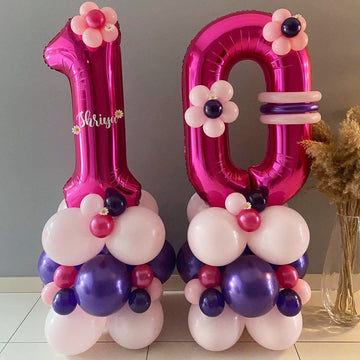 Hot Pink 10 Balloon Numbers,40 Inch 10Th Birthday Balloon Foil Mylar Number 10 Balloon Large Dark Pink Number Balloons For Birthday Party Anniversary Festival Decorations