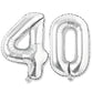 Flyloons 40 number Silver Foil Balloon 16 inch Size Birthday Decoration Items Pack of 2 | 40th Year Balloons | Forty