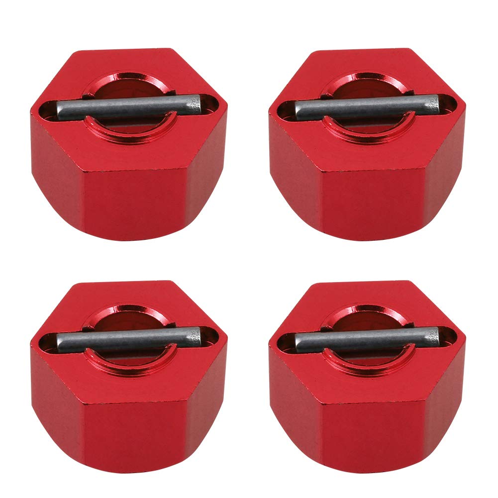 Aluminum Rc Front & Rear Wheel Hubs Hex 12Mm Upgrade 1654 For 1/10 Traxxas 4X4 Slash Hoss Stampede Rustler 4Wd (Red)