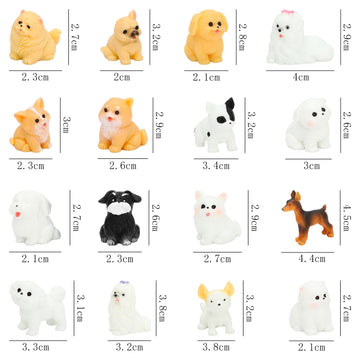 ONEST 16 Pieces Mini Dog Figurines Playset Hand Painted Tiny Dogs Realistic Detailed Plastic Puppy Figures Toys Small Dog Figuri