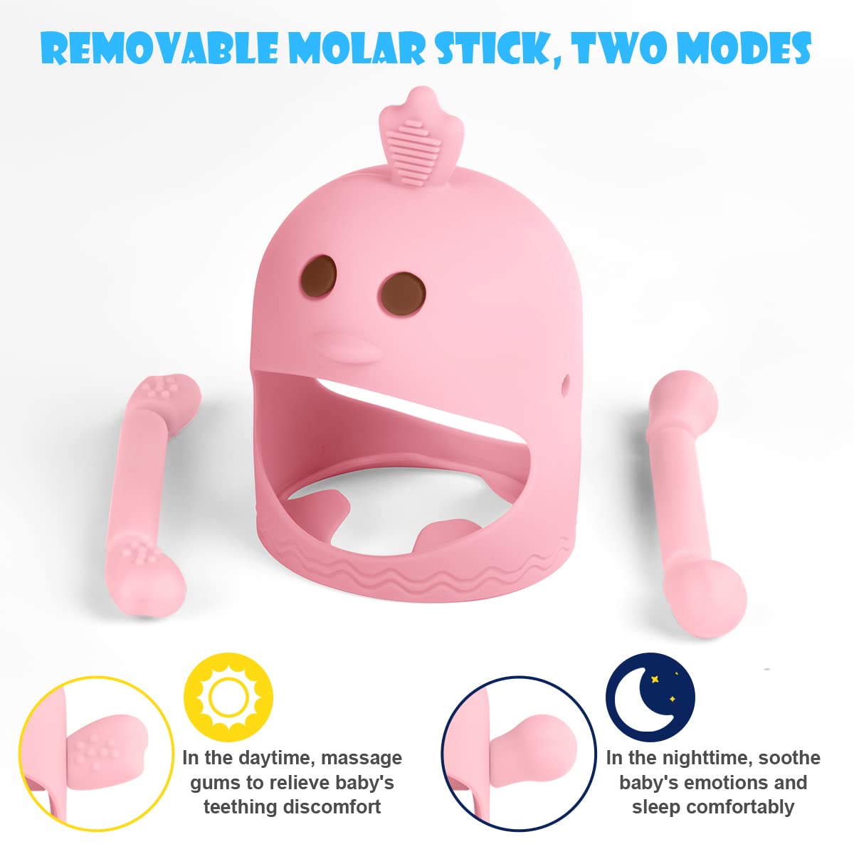 Vicloon Baby Teething Toy  2PCS Silicone Teething Mitten with 2PCS Replacement Grip Never Drop Baby Chew Toys for Teething Relief Soothing Teether for Babies 0-6 Months Teether Toy for Sucking Needs