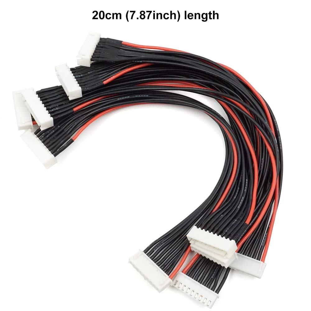 Elechawk 9 Pin Jst-Xh 8S Balance Plug Extension Lead Wire 200Mm 5 Pcs For Lipo Battery Balance Charging 22Awg Silicone (8S)