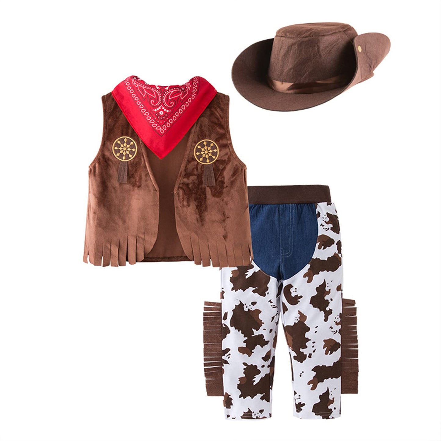 Jsiicennf Kid Halloween Cowboy Costume Cosplay Event Dress Up Role Play Parties Stage Performance Outfits 2-10Y (8-9 Years)