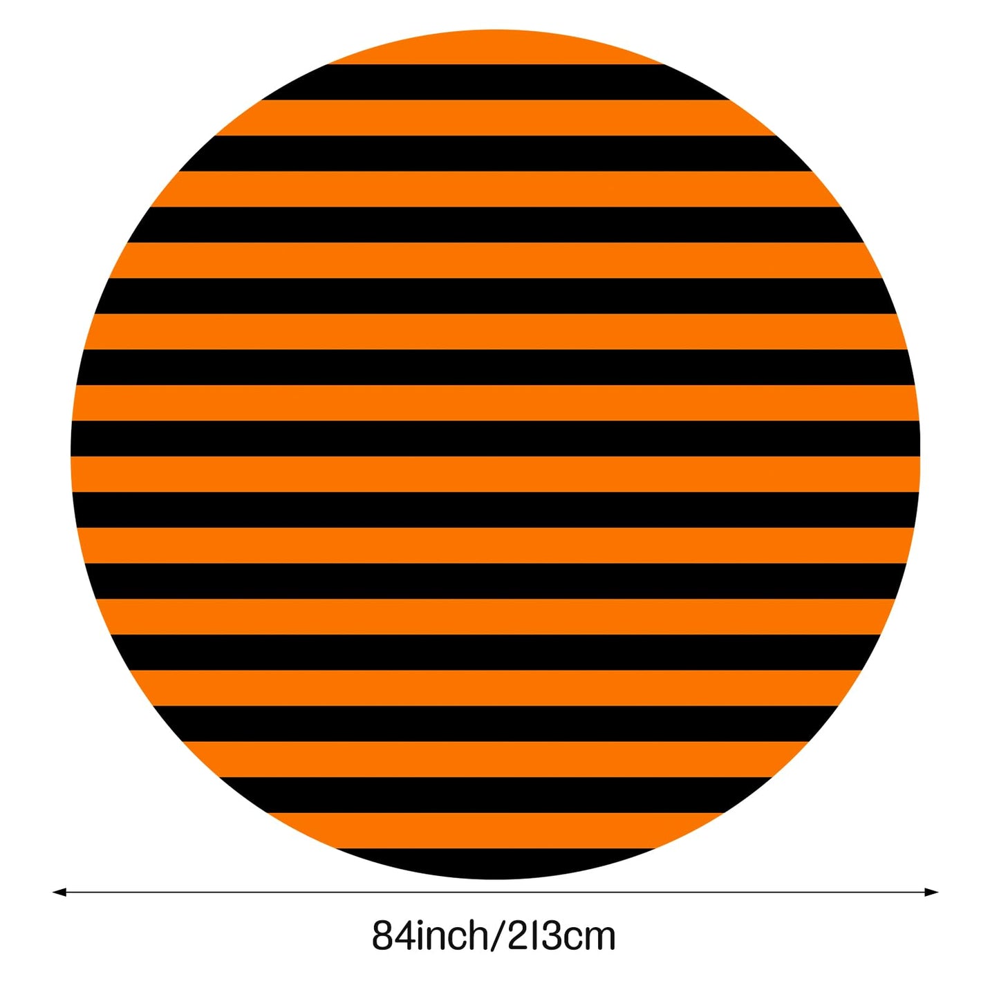 Tatuo 6 Pcs Black and Orange Round Circus Table Cloth 84 Inch Carnival Circus Tablecloths Striped Disposable Plastic Table Cover