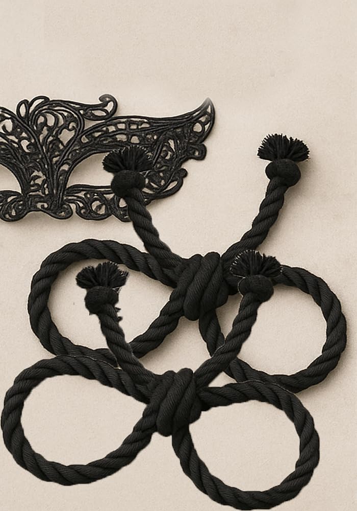 Esselkay Cotton Rope Handcuffs, Black, Pack of 2, For Kids Roleplay Toys and Prank Videos Activity Pack of 2
