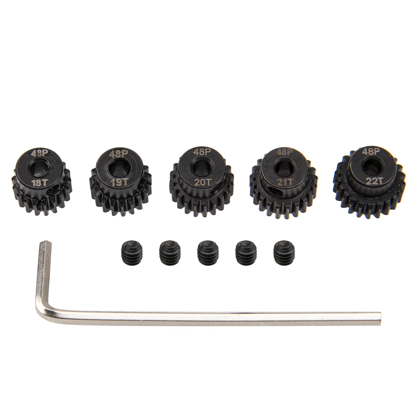 5Pack Sharegoo Steel 48P 3.175Mm Pinion Gear Sets 18T 19T 20T 21T 22T Fit 3.175Mm (1/8-Inch) Shaft Compatible With Arrma Hpi Kyo