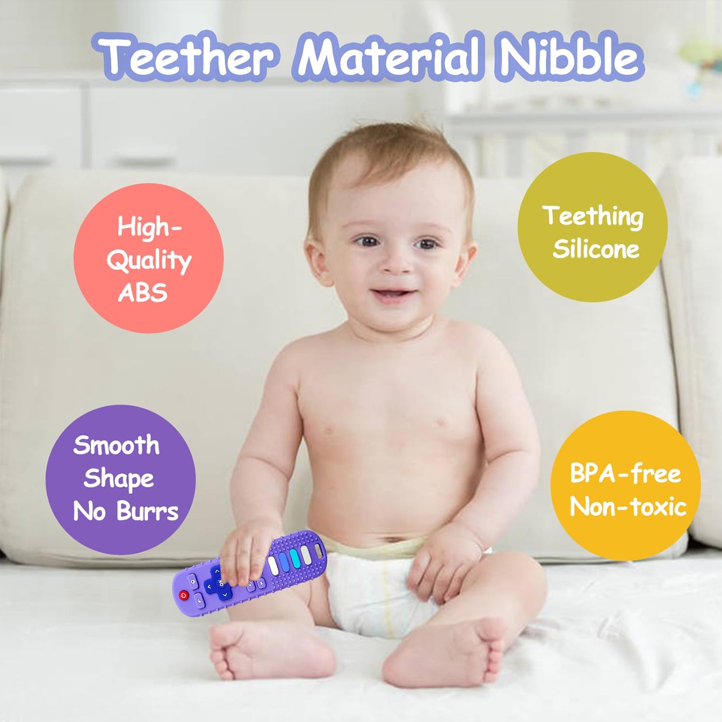 Ersihua 3Pcs Silicone Teething Toys, Remote Control Shape Teethers For Babies Remote Teething Toys, Silicone Tv Remote Teether B